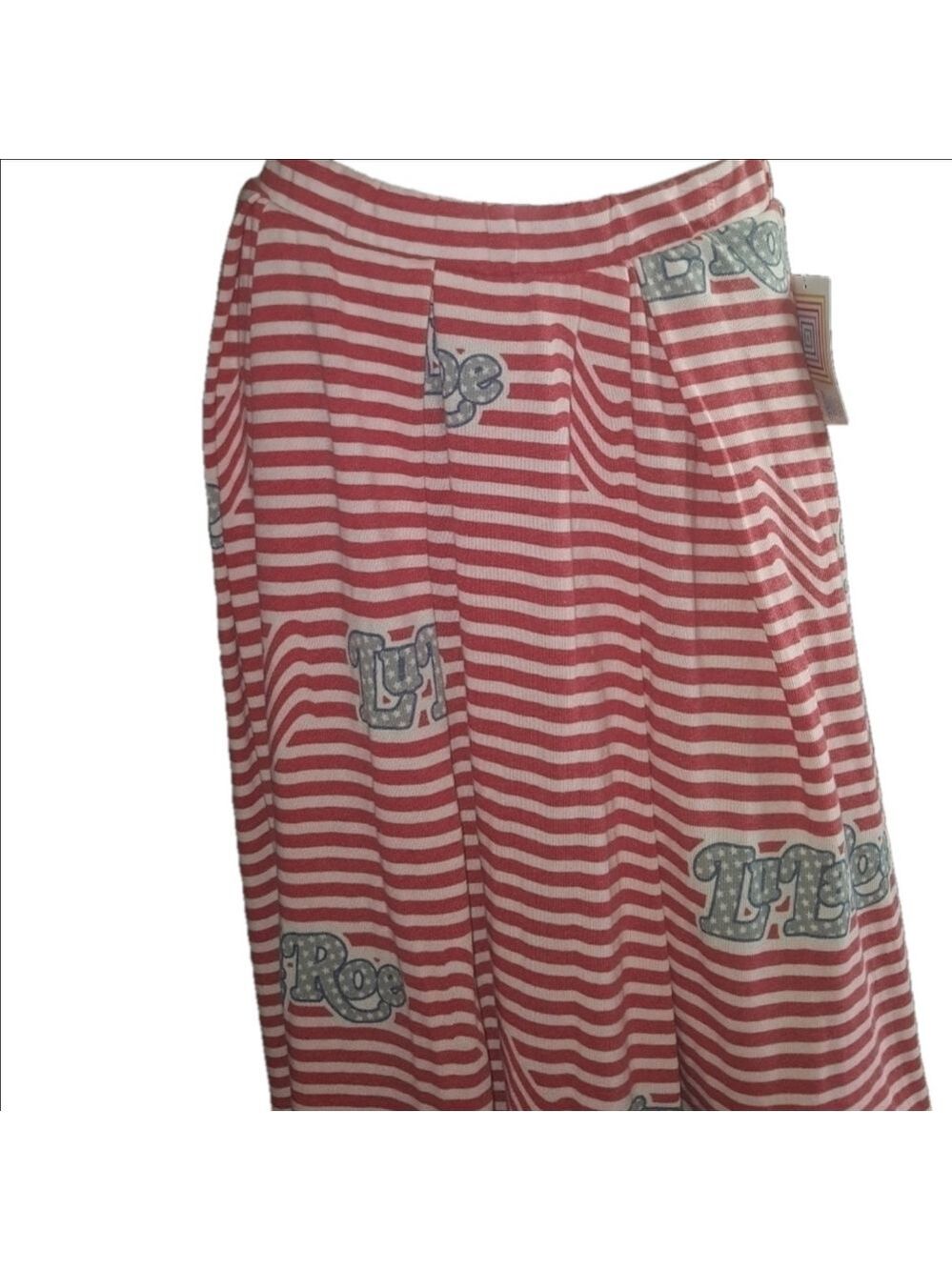 Lularoe Red White Striped Pocket Skirt Large
